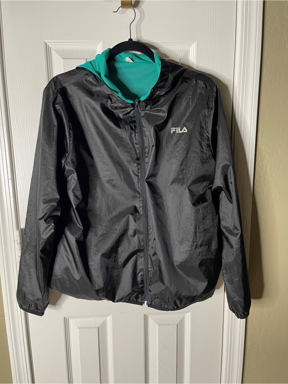 Fila Sport Lightweight Windbreaker Jacket - Black with Teal Mesh Lining